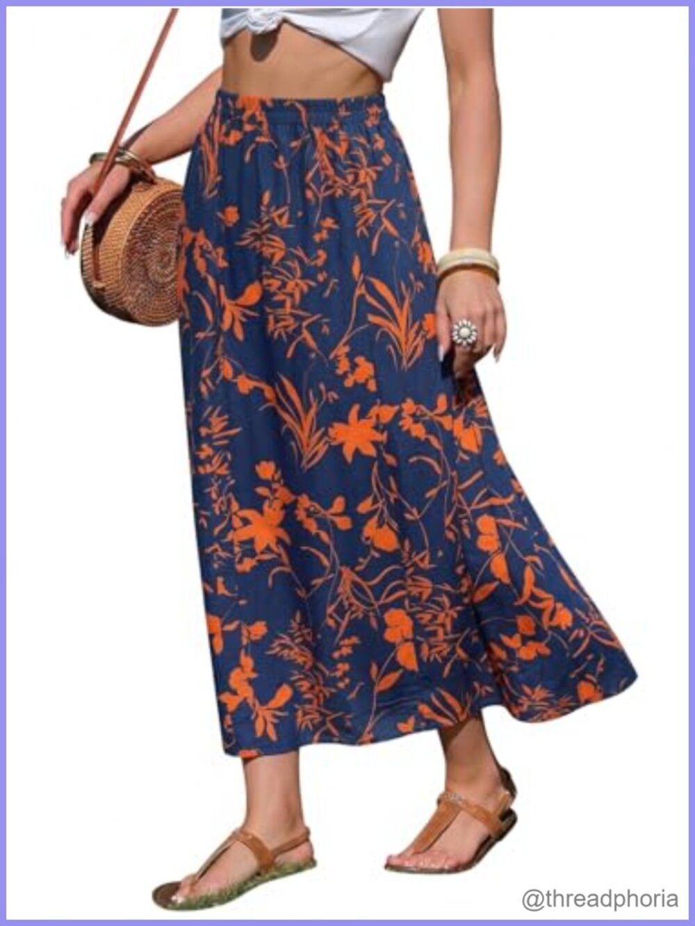 Flowy A-Line Maxi Skirt with Pockets High Elastic Waist Boho Beach